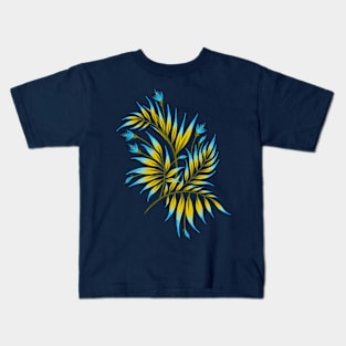 Waikiki Palm - Yellow / Blue Kids T-Shirt